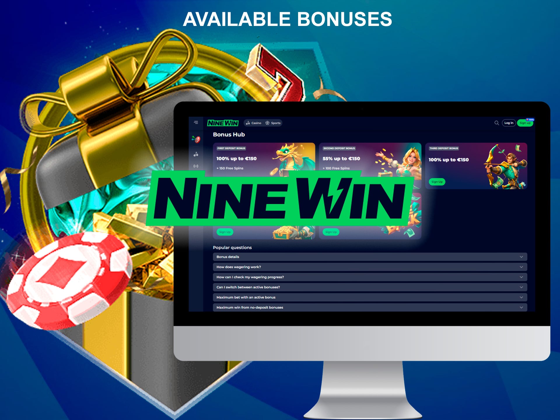 The many available bonuses at Ninewin will allow you to activate only the offers that are beneficial to you