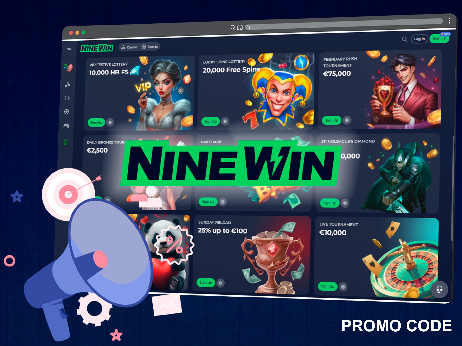 Use bonuses and promo codes from Ninewin casino to get more chances for wins