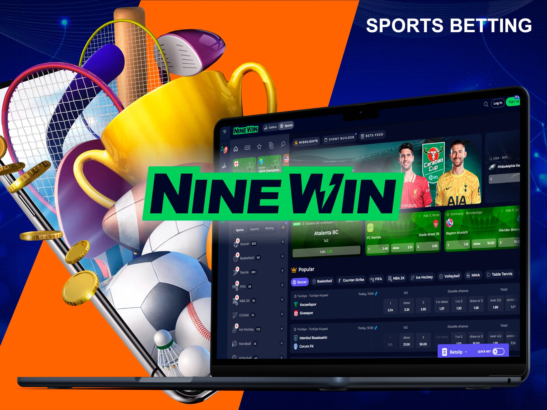 Pick up bonuses for betting on sporting events with Ninewin 