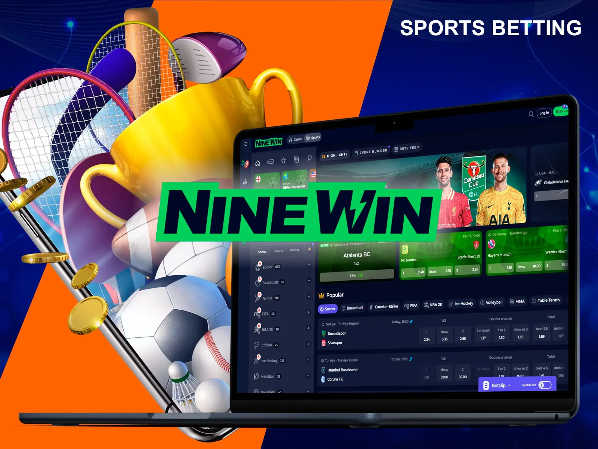 Pick up bonuses for betting on sporting events with Ninewin